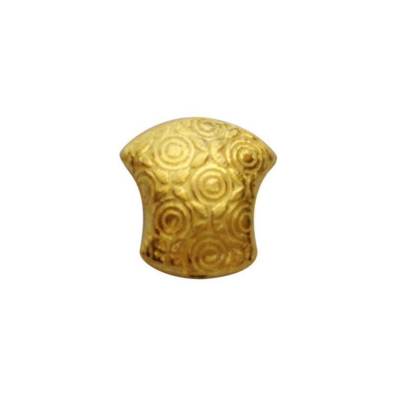 Elegant handcrafted dome-shaped bead made from 18K Gold Overlay Over Copper in India with engraved circular design.