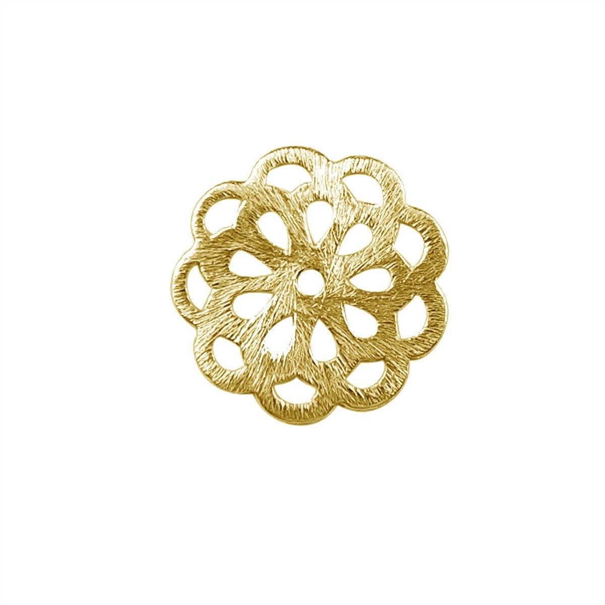 Elegant floral filigree round jewelry accent with 18K gold overlay over copper handcrafted in India