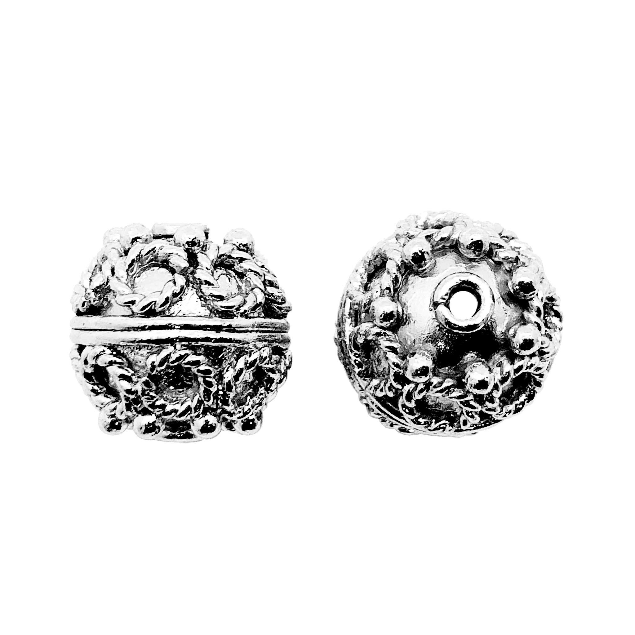 Handcrafted black rhodium copper bead from India with decorative round design for jewelry making
