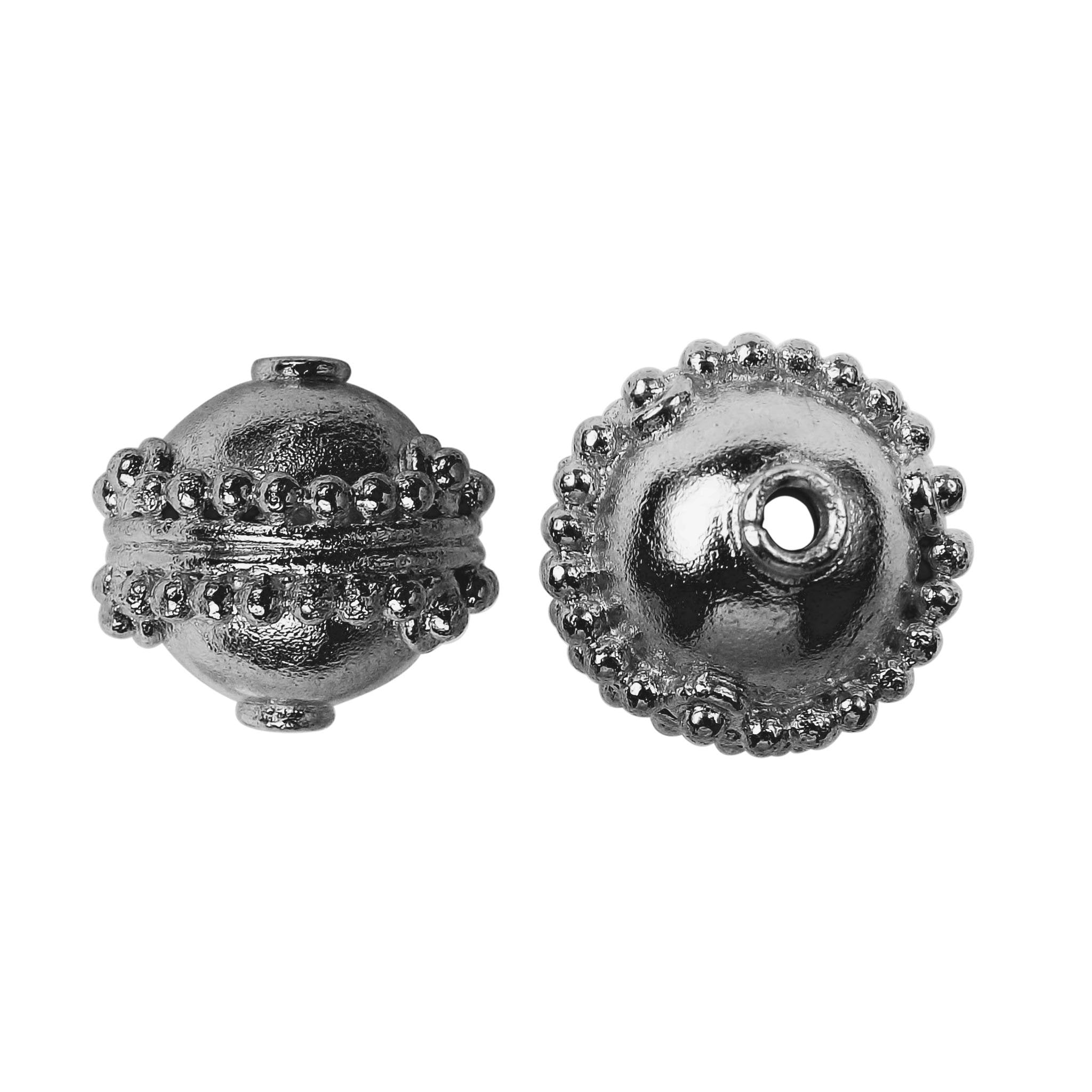 Handcrafted black rhodium bead from India with textured spherical design for modern jewelry making
