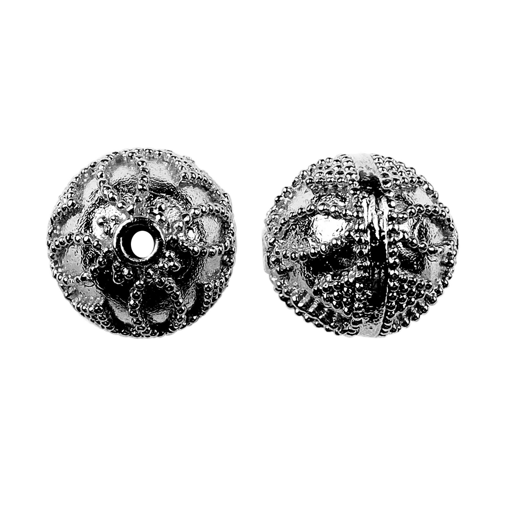 Antique black rhodium copper spherical bead handcrafted in India for jewelry design