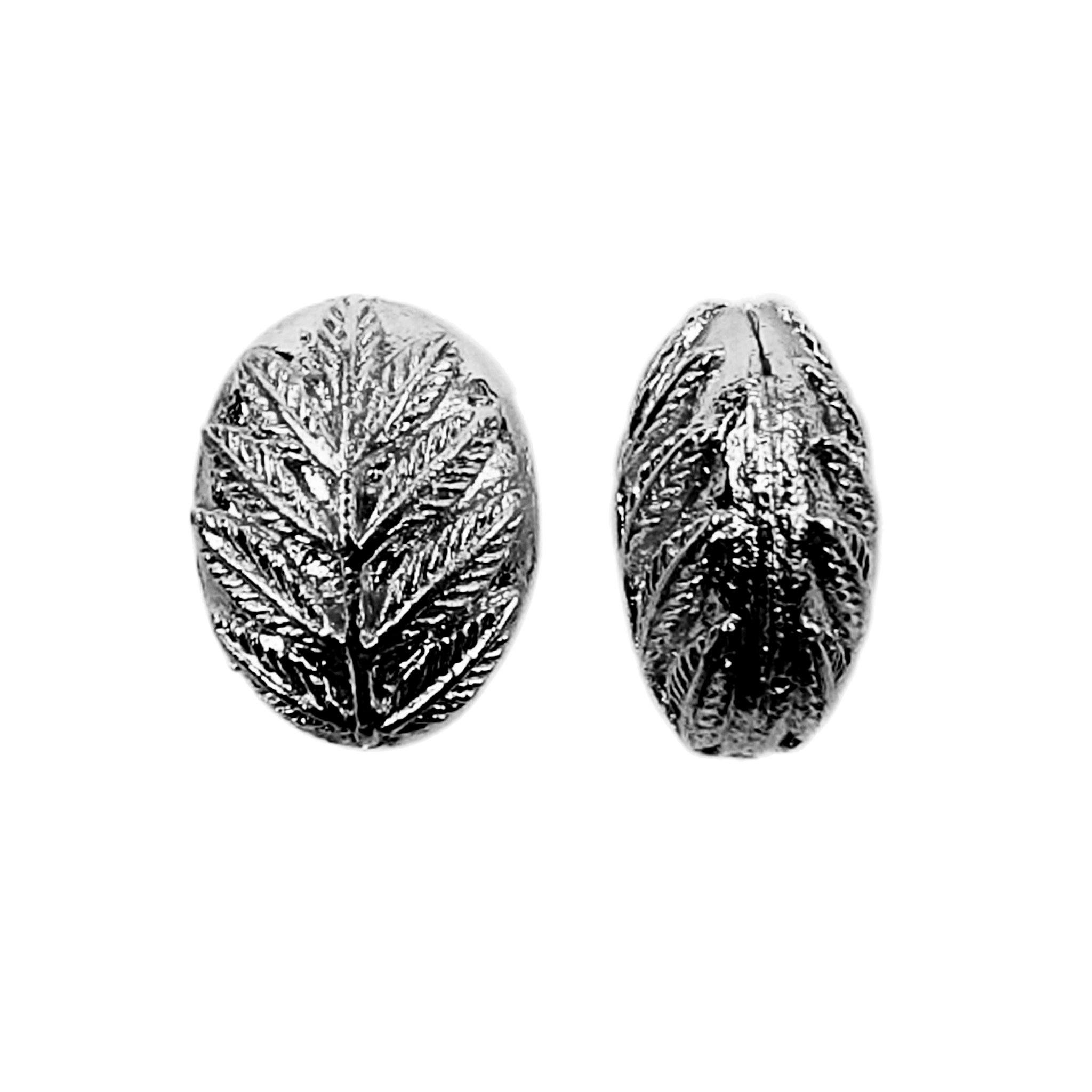 Elegant Black Rhodium overlay oval leaf bead handcrafted in India for fashion jewelry designs