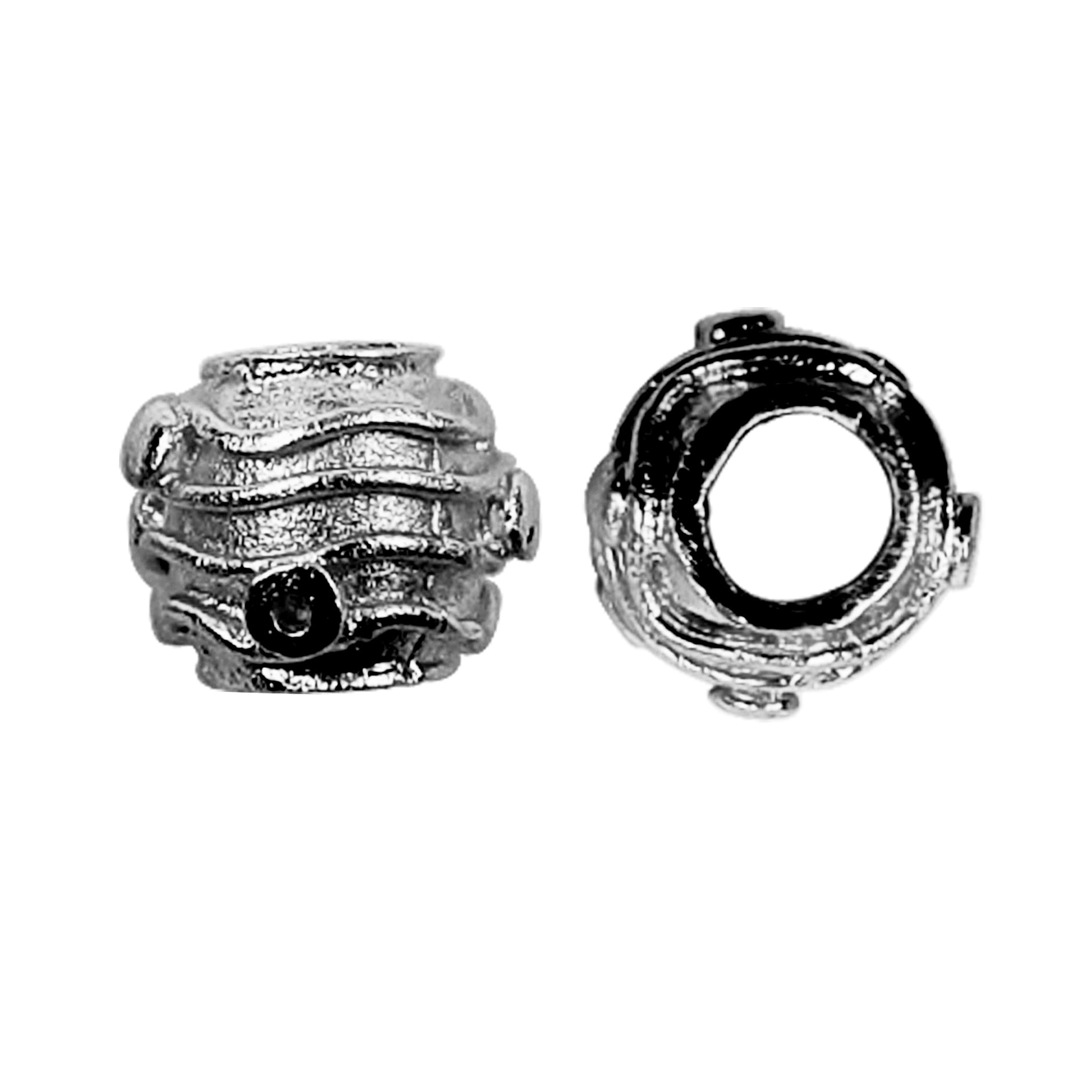 Handcrafted Black Rhodium spacer bead from India with copper base and dark polished finish for jewelry making
