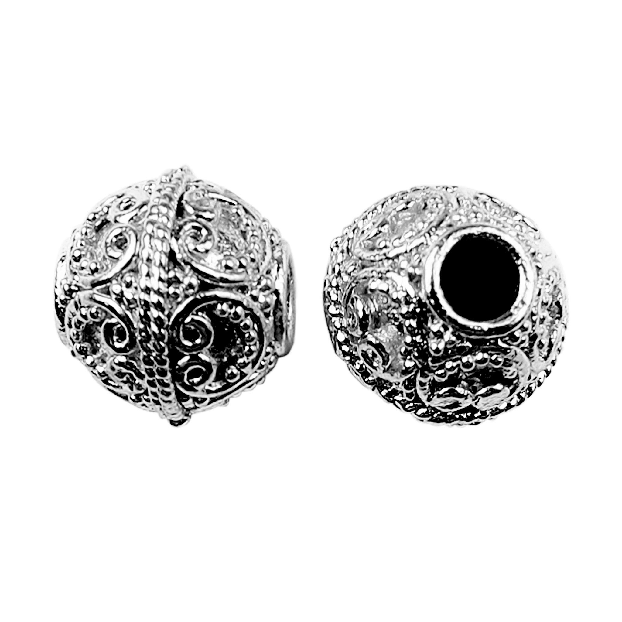 Handcrafted black rhodium overlay bead from India with antique finish for retail jewelry designs