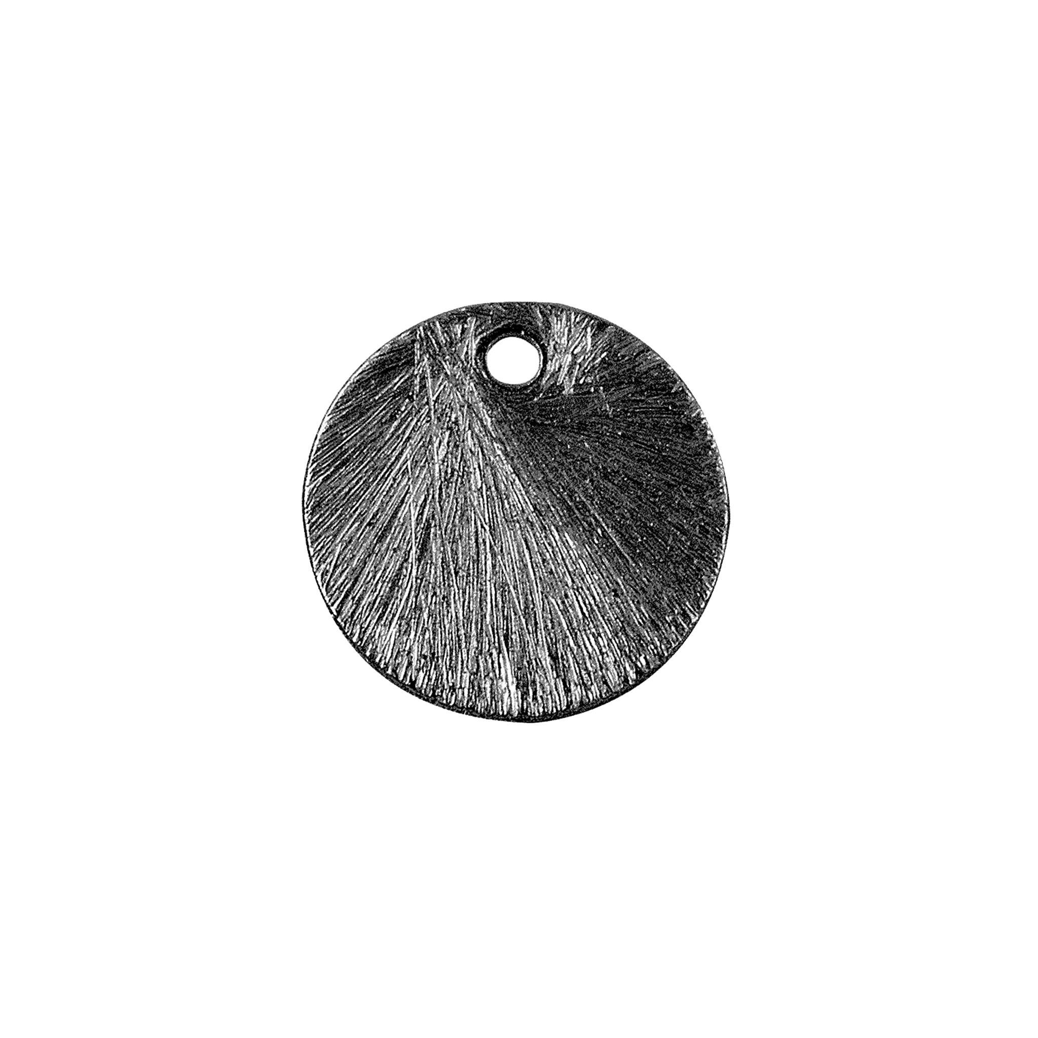Handcrafted black rhodium overlay copper round charm from India for jewelry making