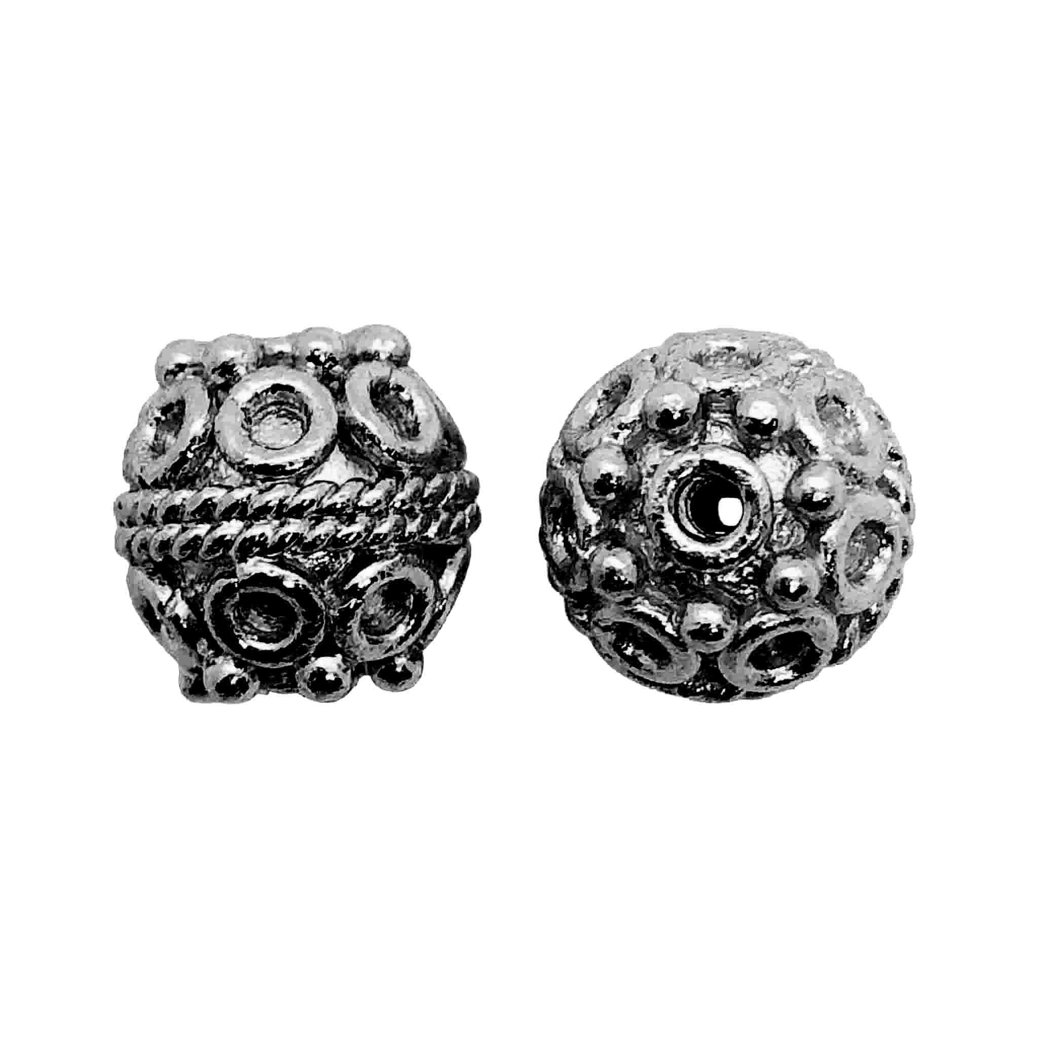 Black rhodium overlay copper decorative round bead handcrafted in India for retail jewelry designs