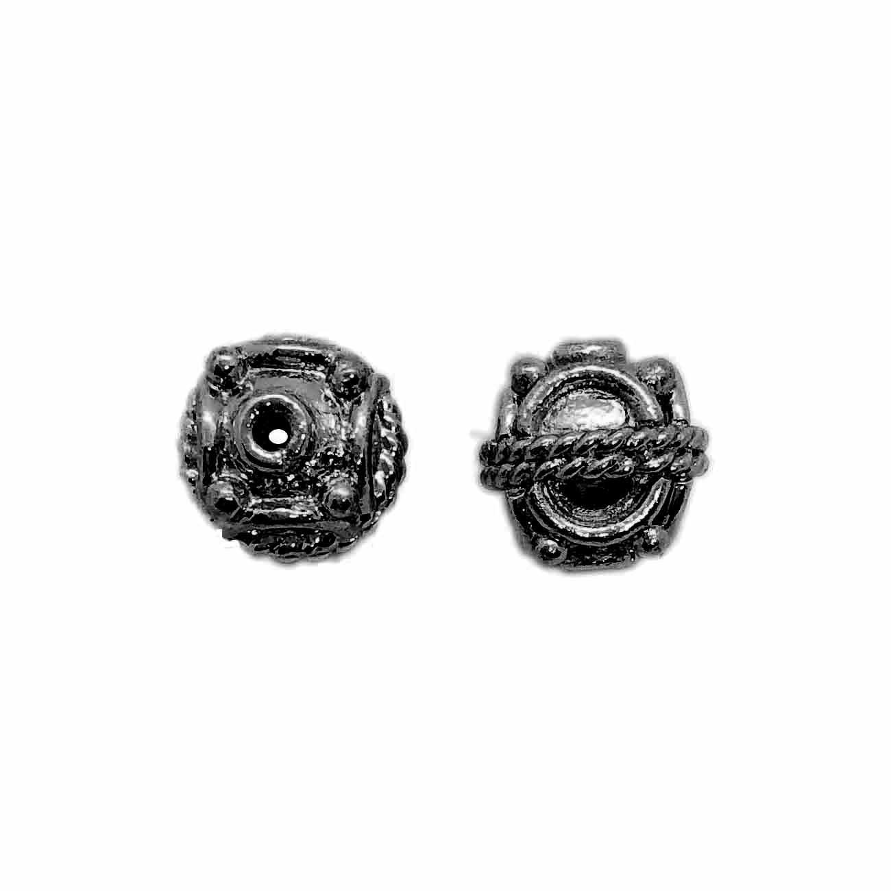 Black rhodium overlay copper square ornate bead handcrafted in India for retail jewelry designs