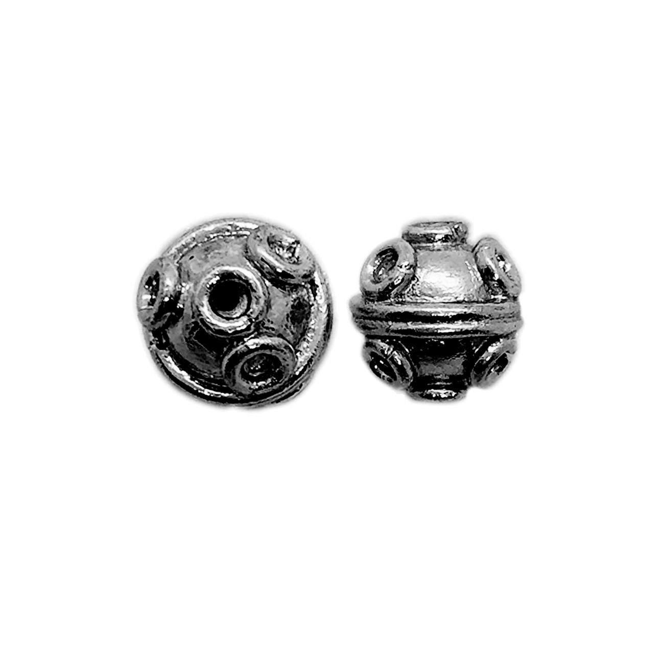 Black rhodium overlay copper studded round bead handcrafted in India for retail jewelry designs