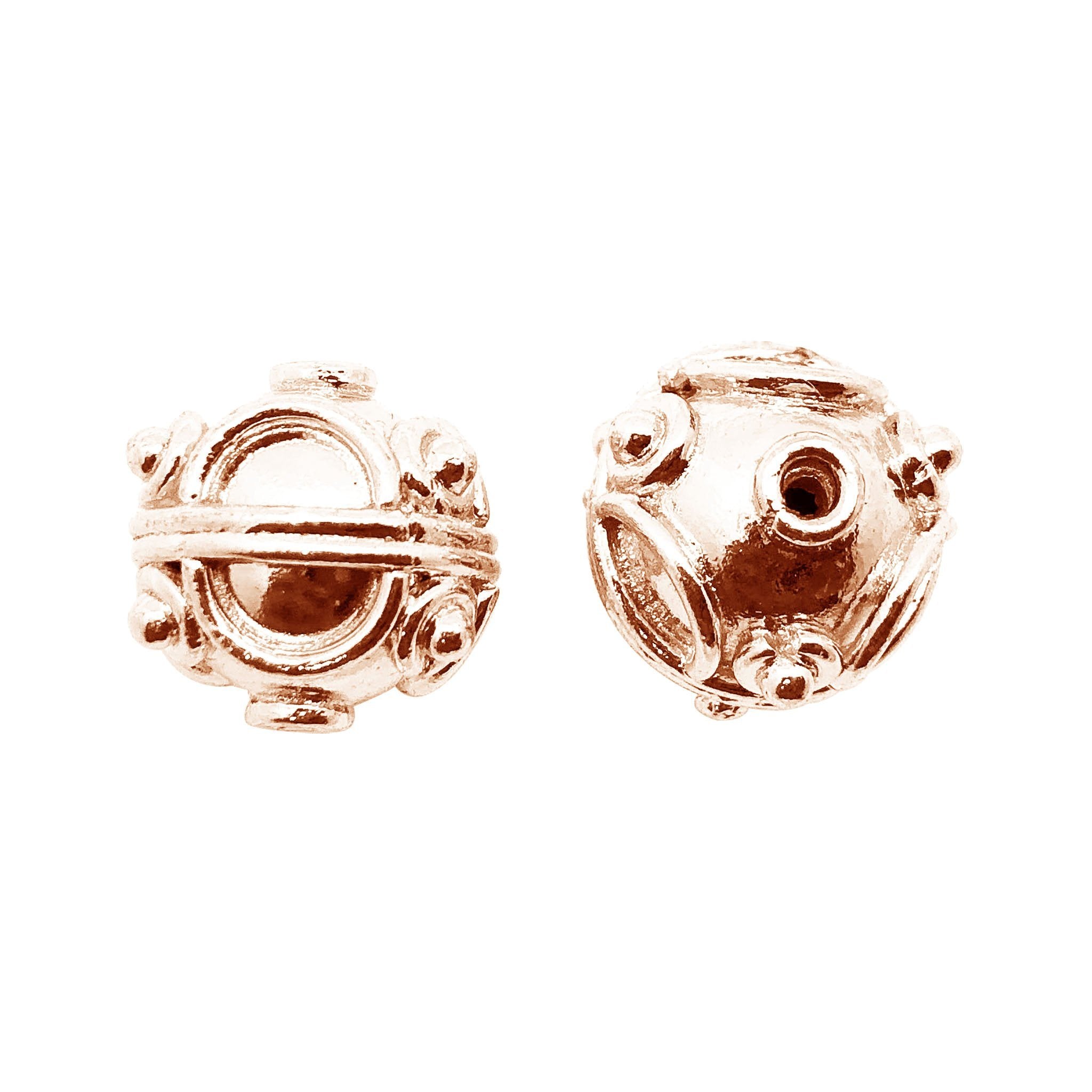 Modern rose gold overlay copper bead handcrafted in India for elegant jewelry designs