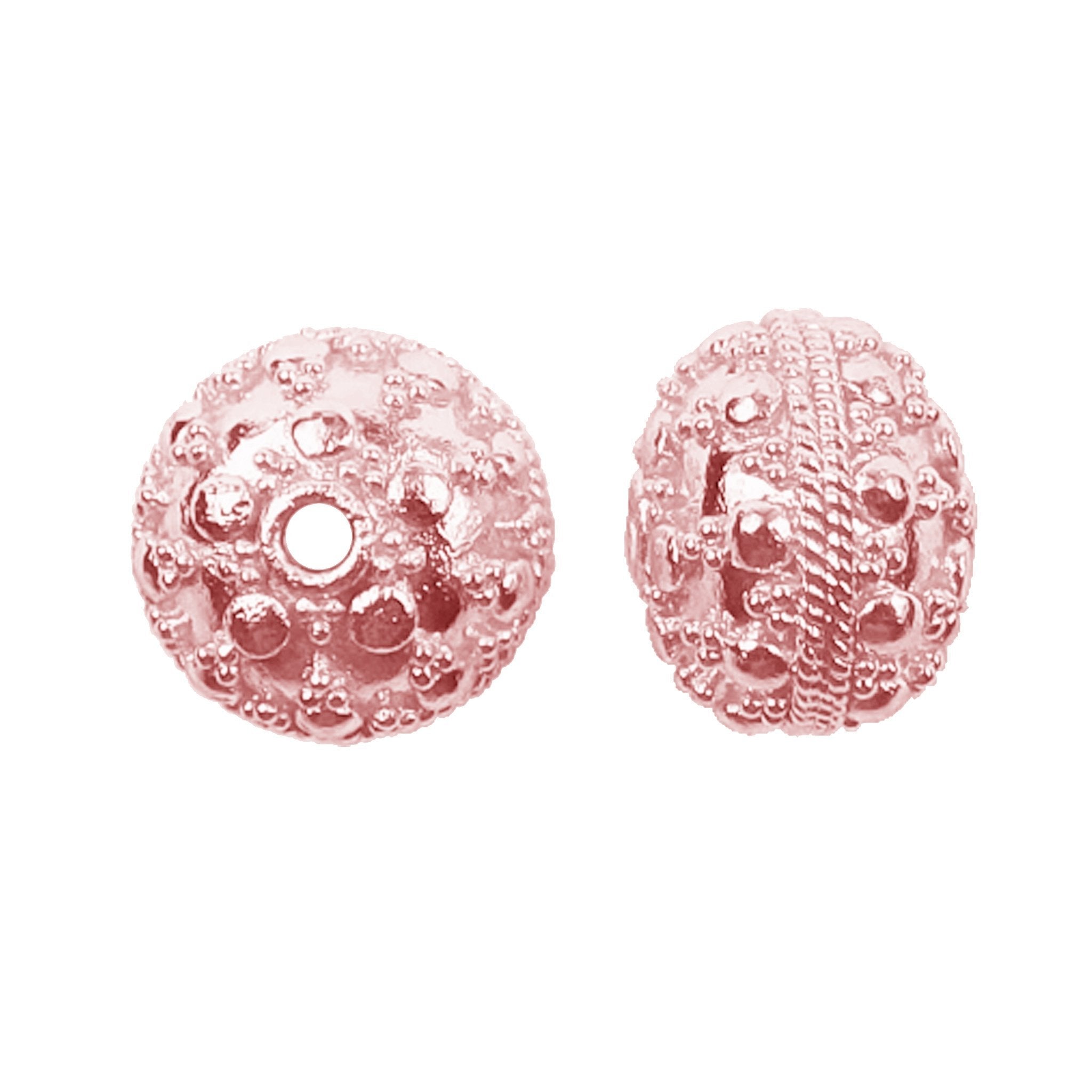Textured rose gold overlay copper bead handcrafted in India for jewelry designs