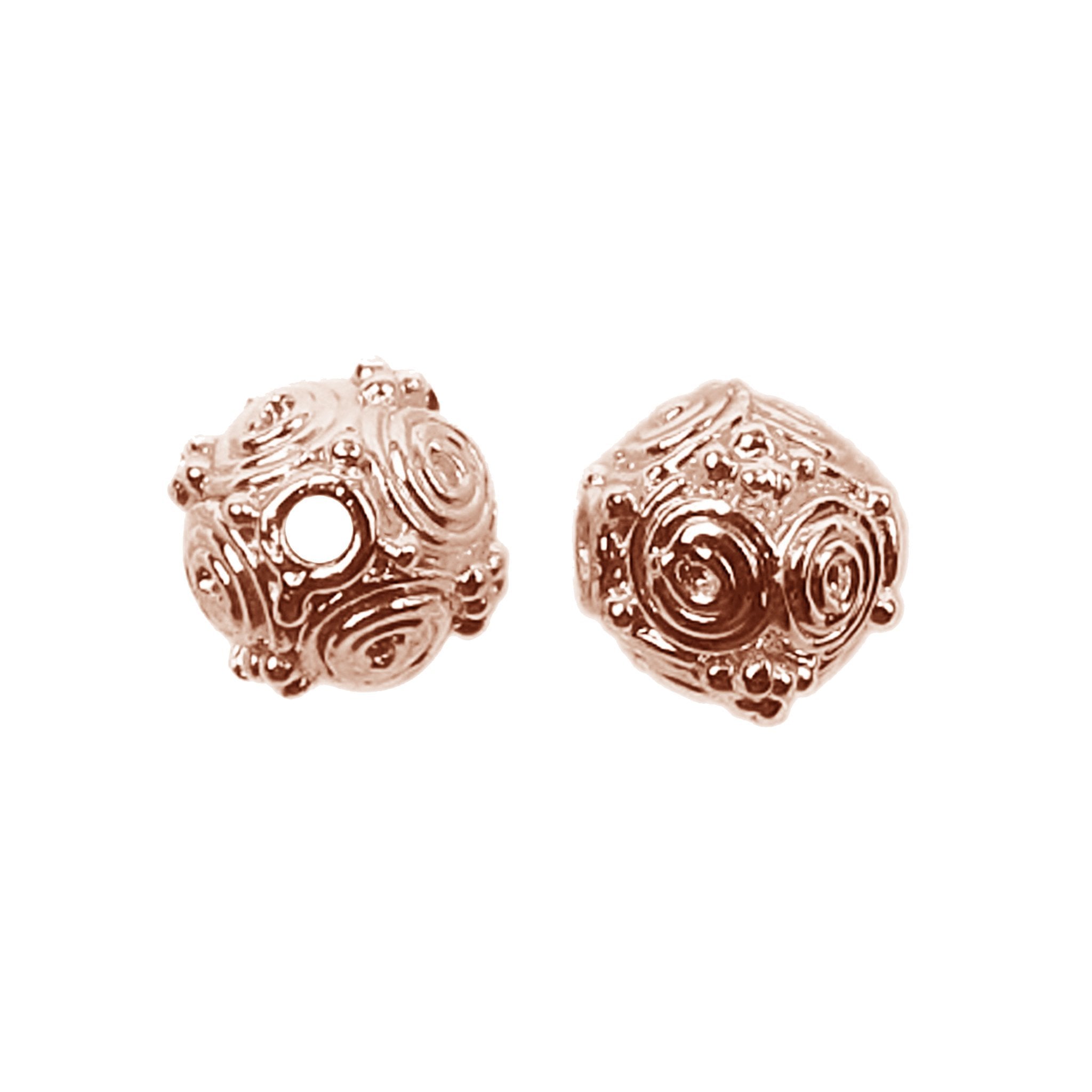 Artisan rose gold overlay copper spiral bead handcrafted in India for jewelry designs