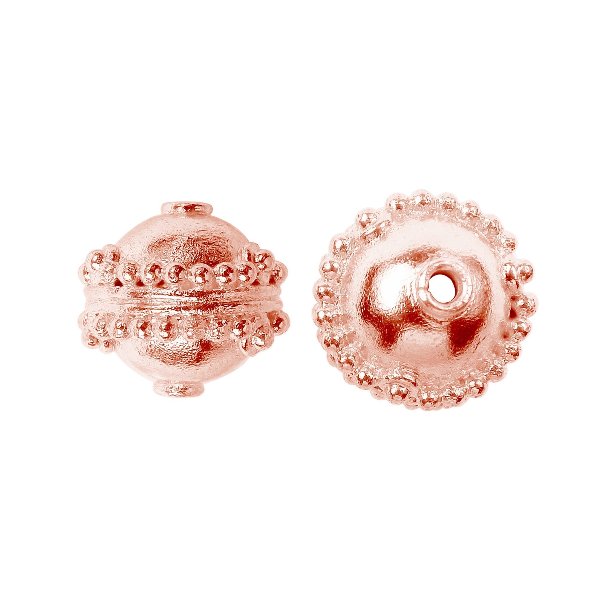 Elegant rose gold overlay copper beaded bead handcrafted in India for jewelry designs