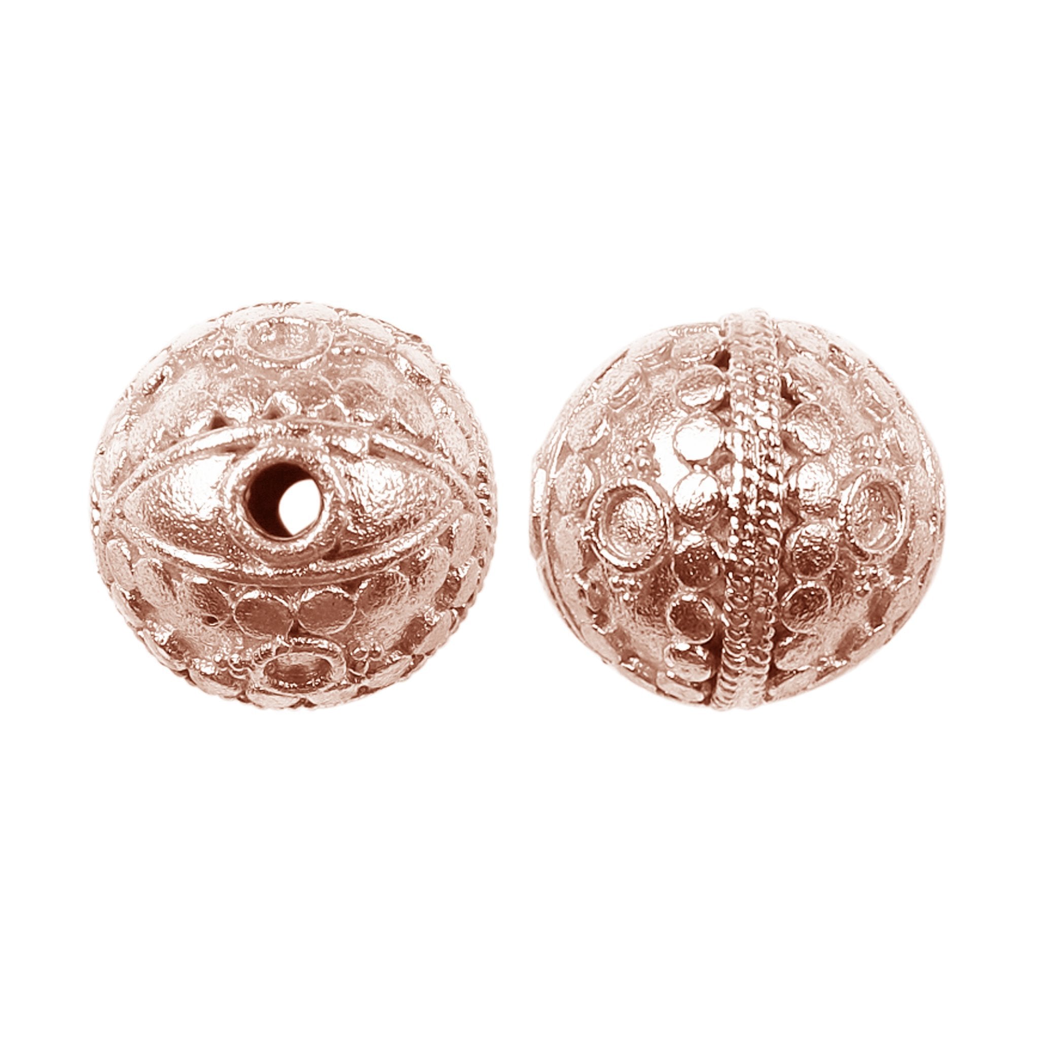 Decorative rose gold overlay copper textured bead handcrafted in India for jewelry designs
