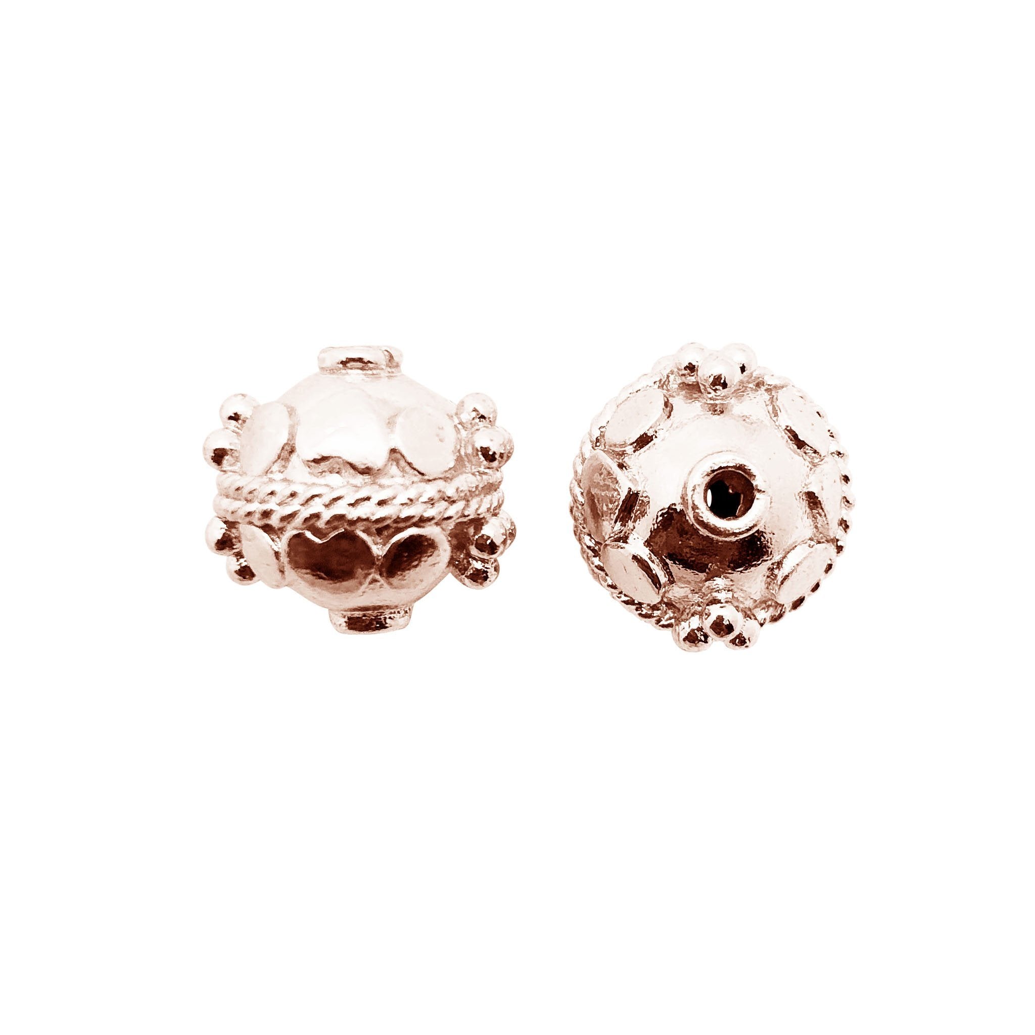 Classic rose gold overlay copper rope band bead handcrafted in India for jewelry designs