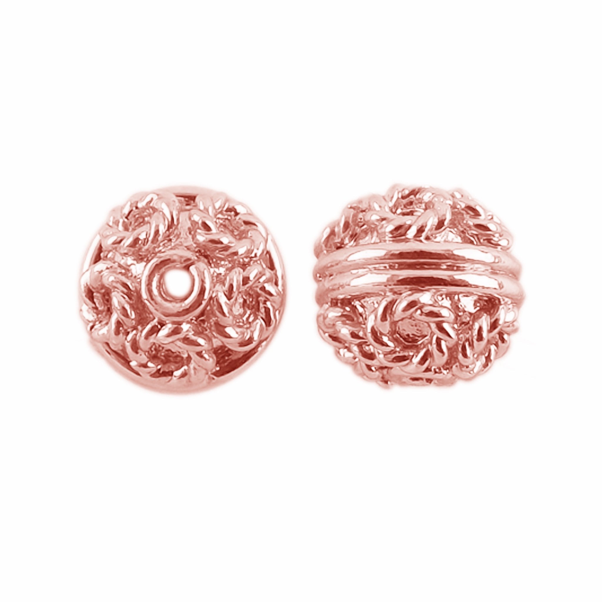 Decorative rose gold overlay copper twisted bead handcrafted in India for jewelry designs