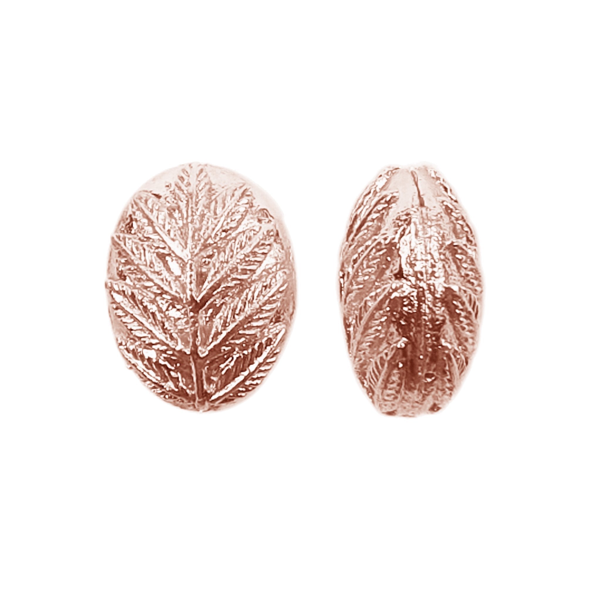 Nature inspired rose gold overlay copper leaf bead handcrafted in India for jewelry designs