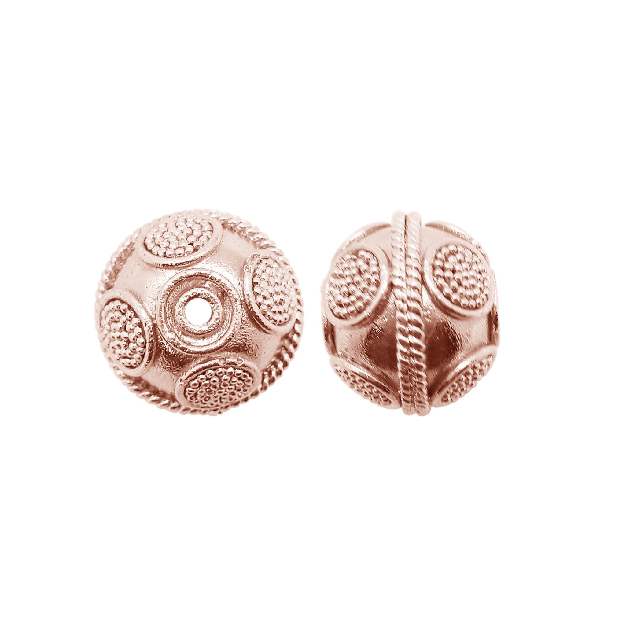 Textured rose gold overlay copper granulated bead handcrafted in India for jewelry designs
