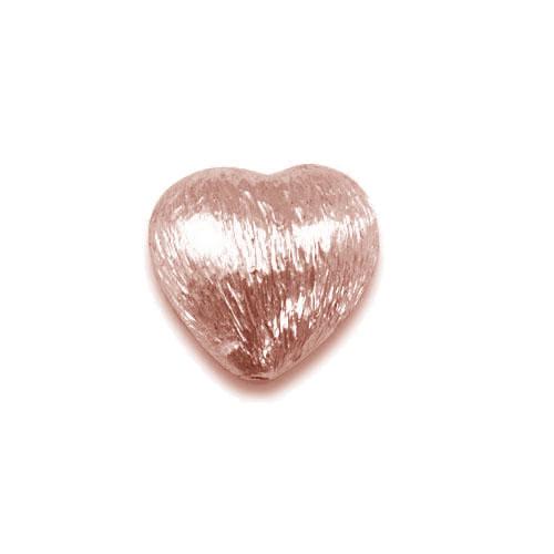 Handcrafted rose gold overlay copper heart bead made in India with brushed finish