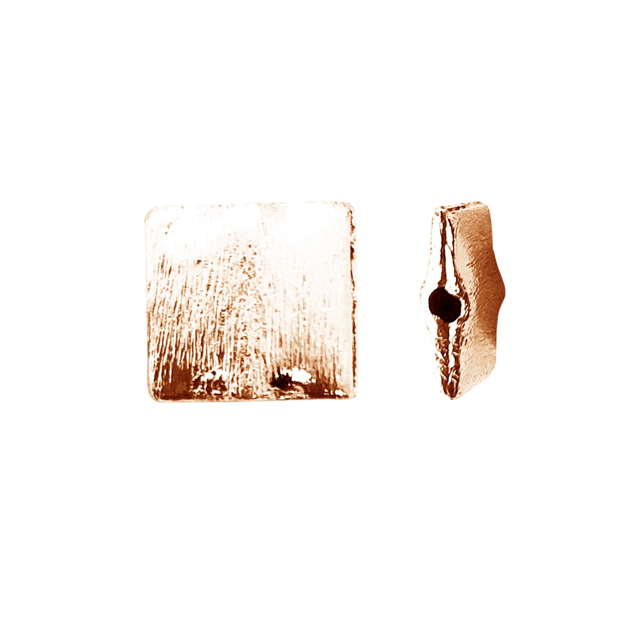 Handcrafted rose gold overlay copper flat square bead made in India with brushed finish