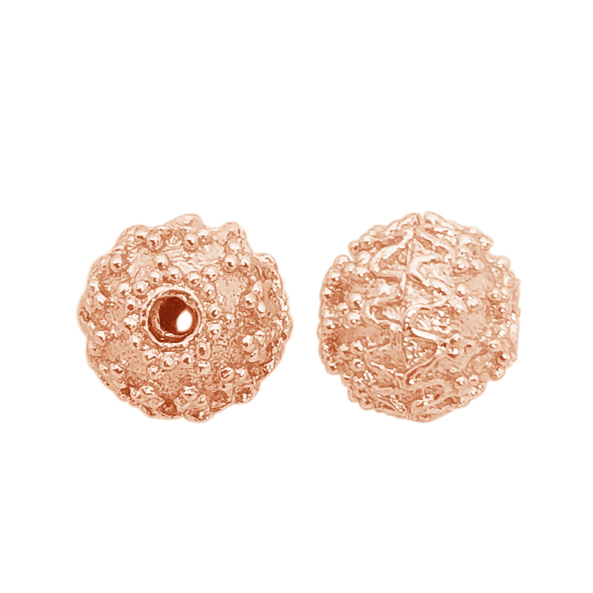 Handcrafted rose gold overlay copper granulated flower bead made in India with textured finish