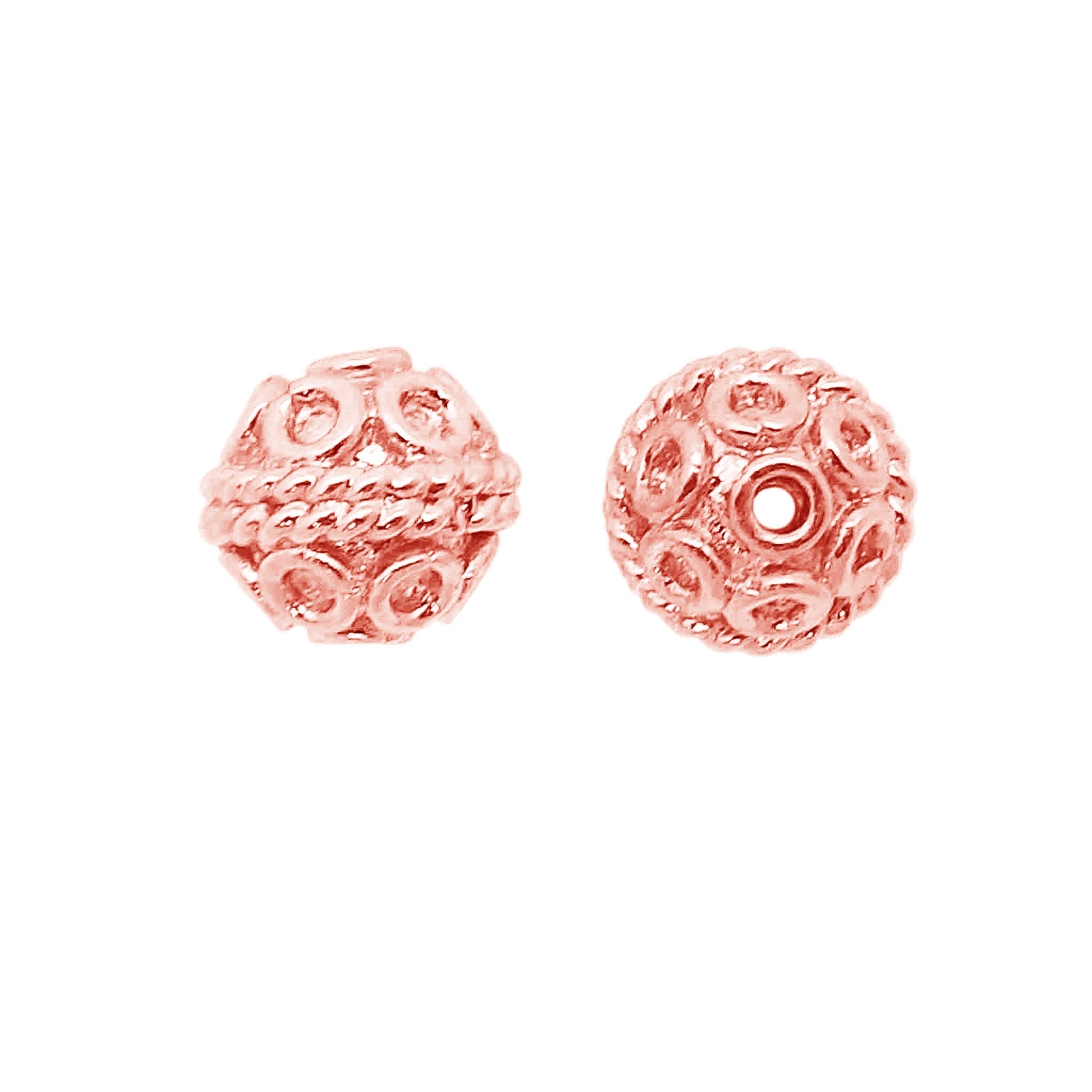 Handcrafted rose gold overlay over copper cylinder bead from India with textured finish for jewelry making