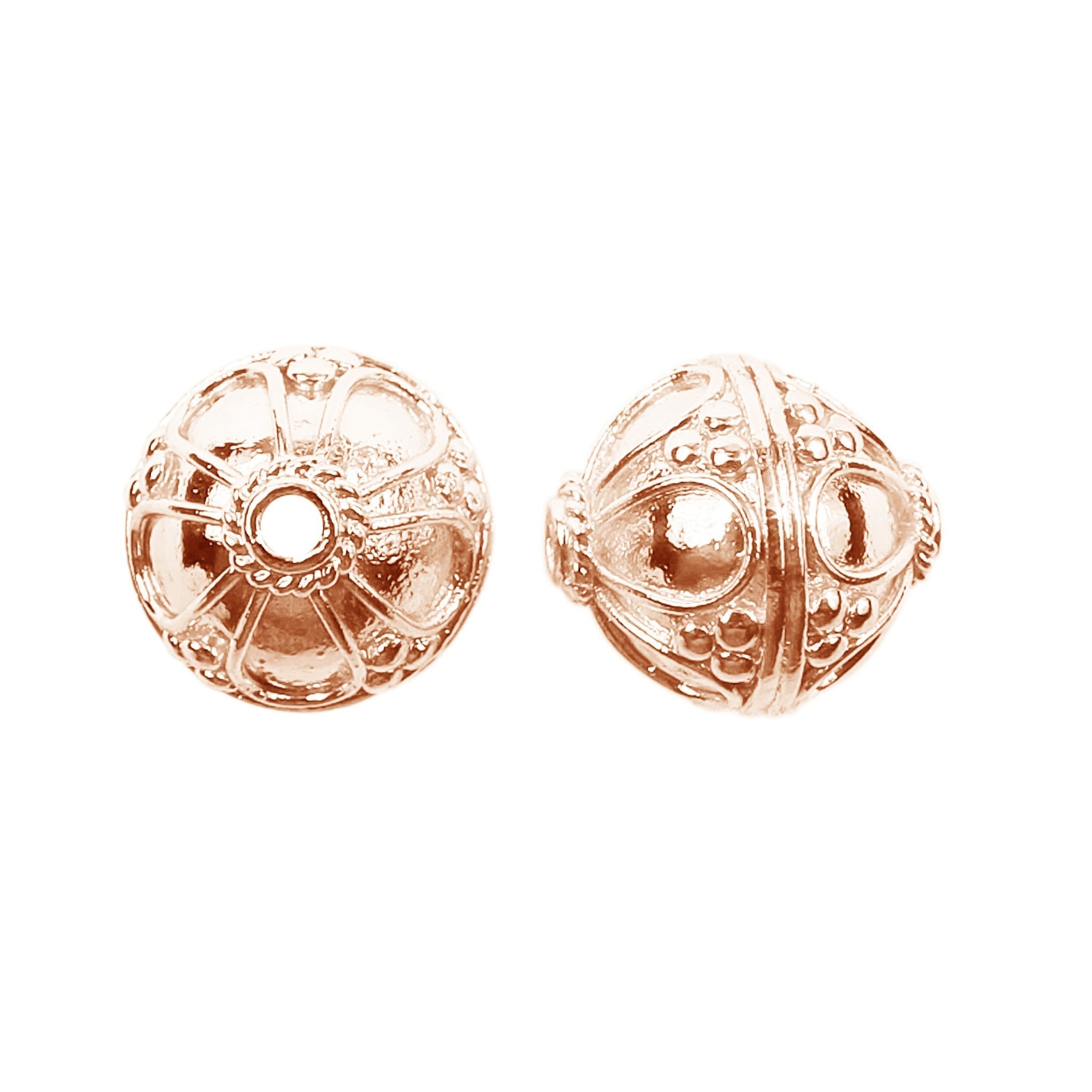 Decorative rose gold overlay copper bead handcrafted in India for retail jewelry making
