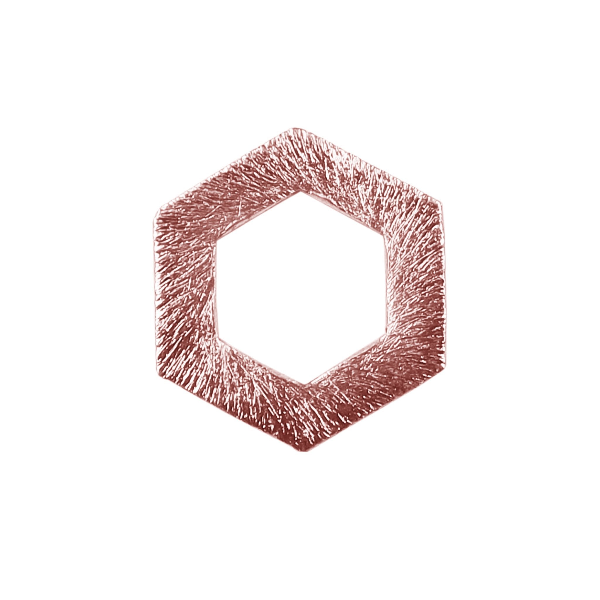 Rose gold overlay copper hexagon component handcrafted in India for retail jewelry making