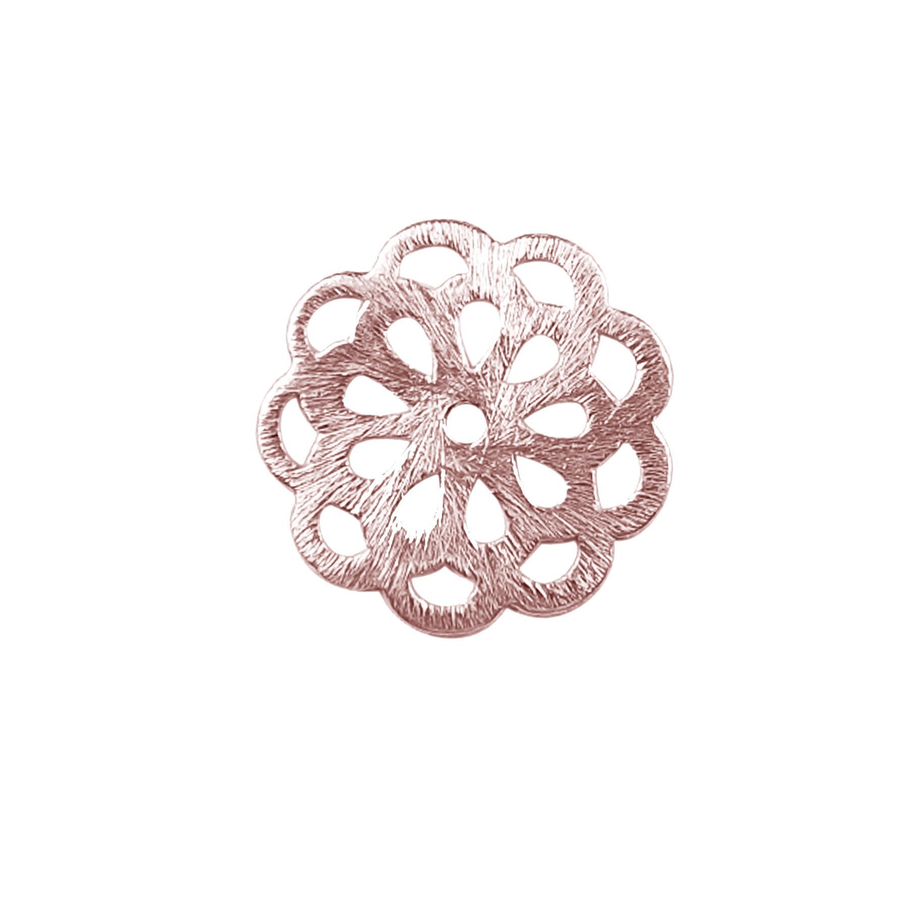 Rose gold overlay copper floral filigree component handcrafted in India for retail jewelry making