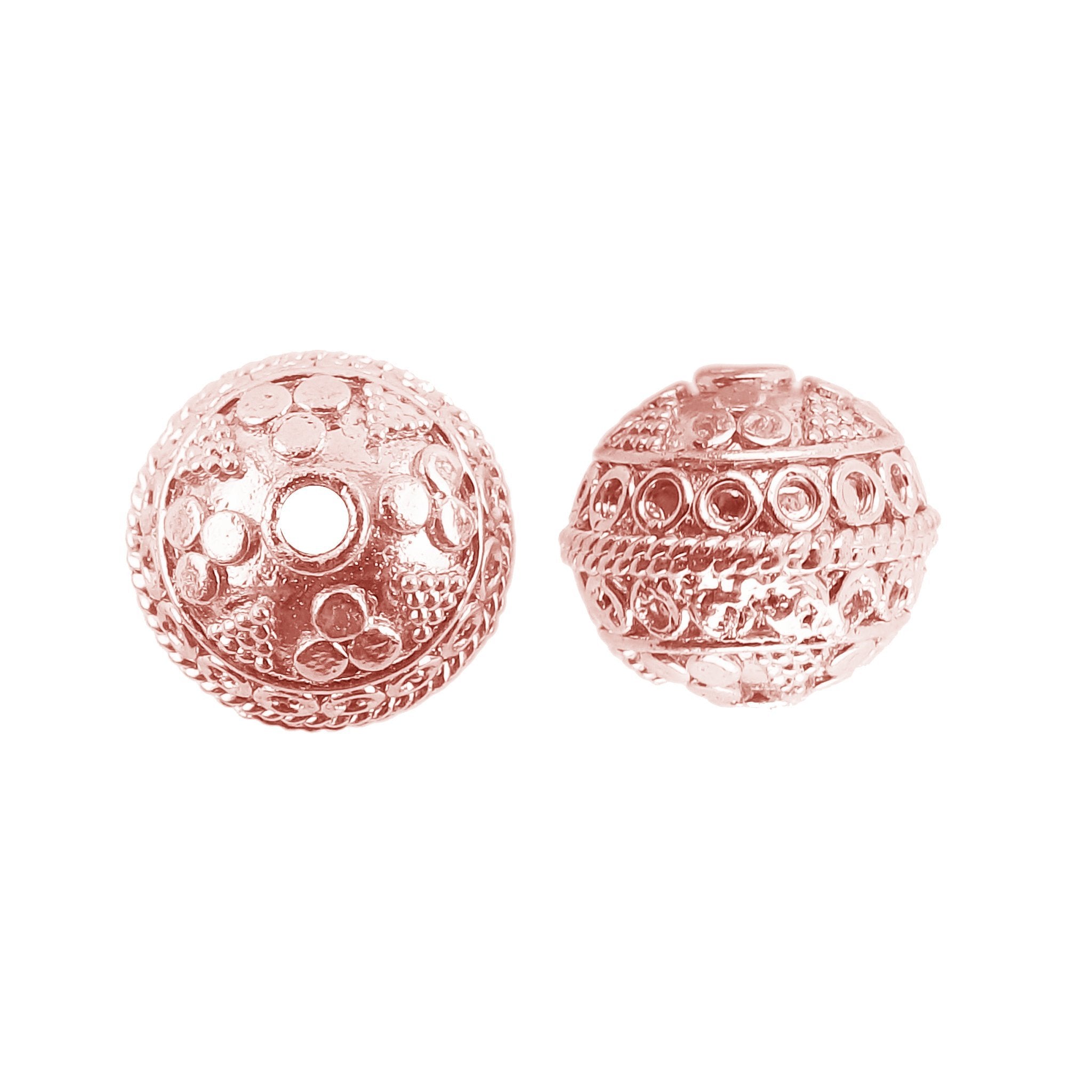 Elegant rose gold beads from India with detailed design for jewelry making
