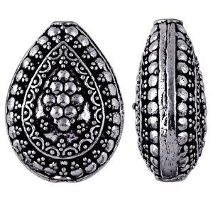 BSF-144 Silver Overlay Designer Pear Shape Bali Bead Beads Bali Designs Inc