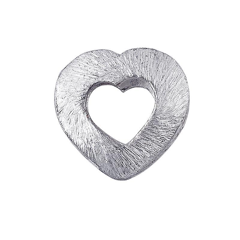 Silver overlay over copper handcrafted open heart bead from India with antique finish jewelry component