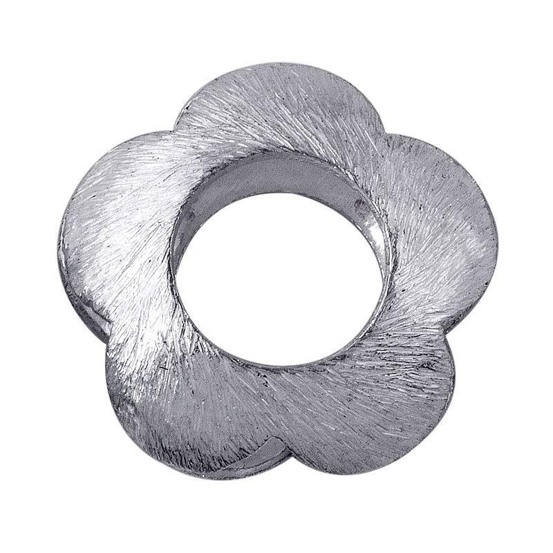 Silver overlay over copper floral spacer bead from India with textured finish for handmade jewelry designs