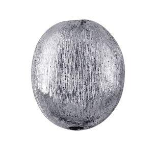 Silver overlay over copper handcrafted oval bead from India with smooth brushed antique finish