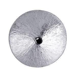 Artistic silver and copper round disc decor accent handcrafted in India with textured silver finish
