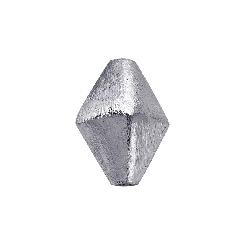 Sculptural silver and copper diamond shaped decor accent handcrafted in India with textured silver finish