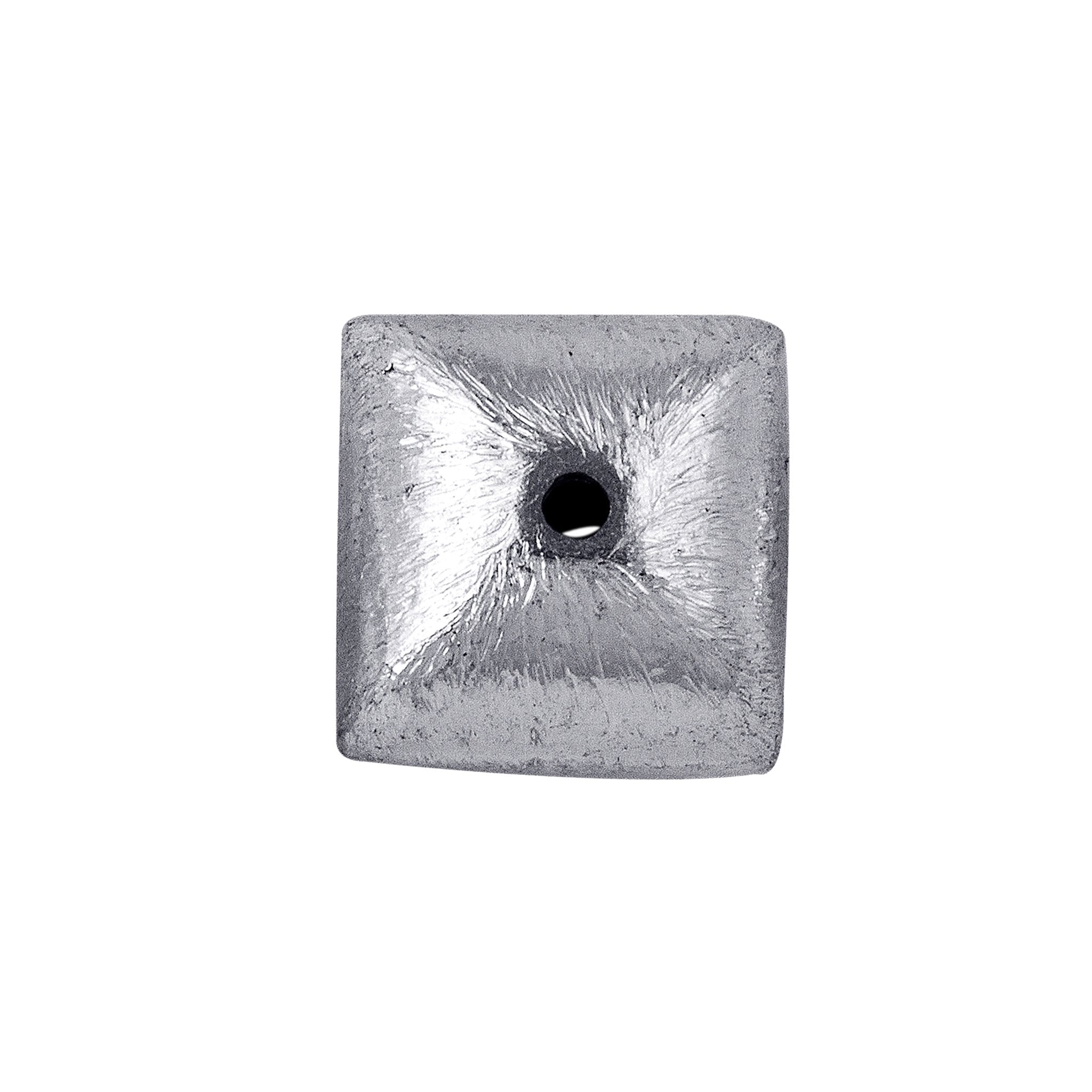 Modern silver and copper soft square decor accent handcrafted in India with textured silver finish