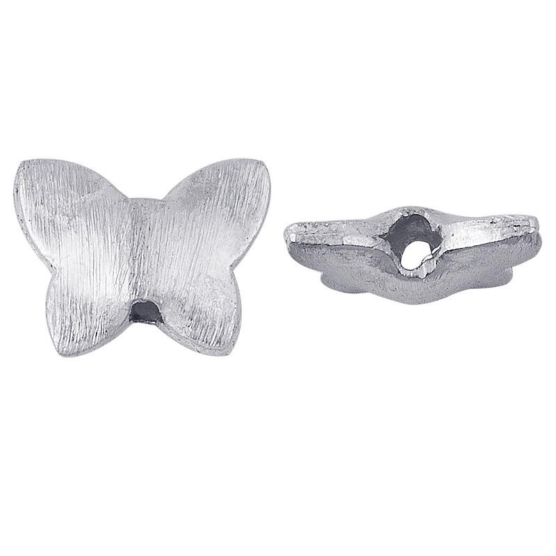 Charming silver and copper butterfly shaped decor bead handcrafted in India with textured silver finish