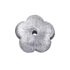 Elegant silver and copper flower shaped decor bead handcrafted in India with textured silver finish