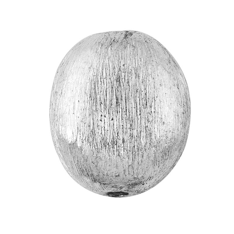 Decorative silver overlay copper textured oval bead handcrafted in India for jewelry making and DIY crafts