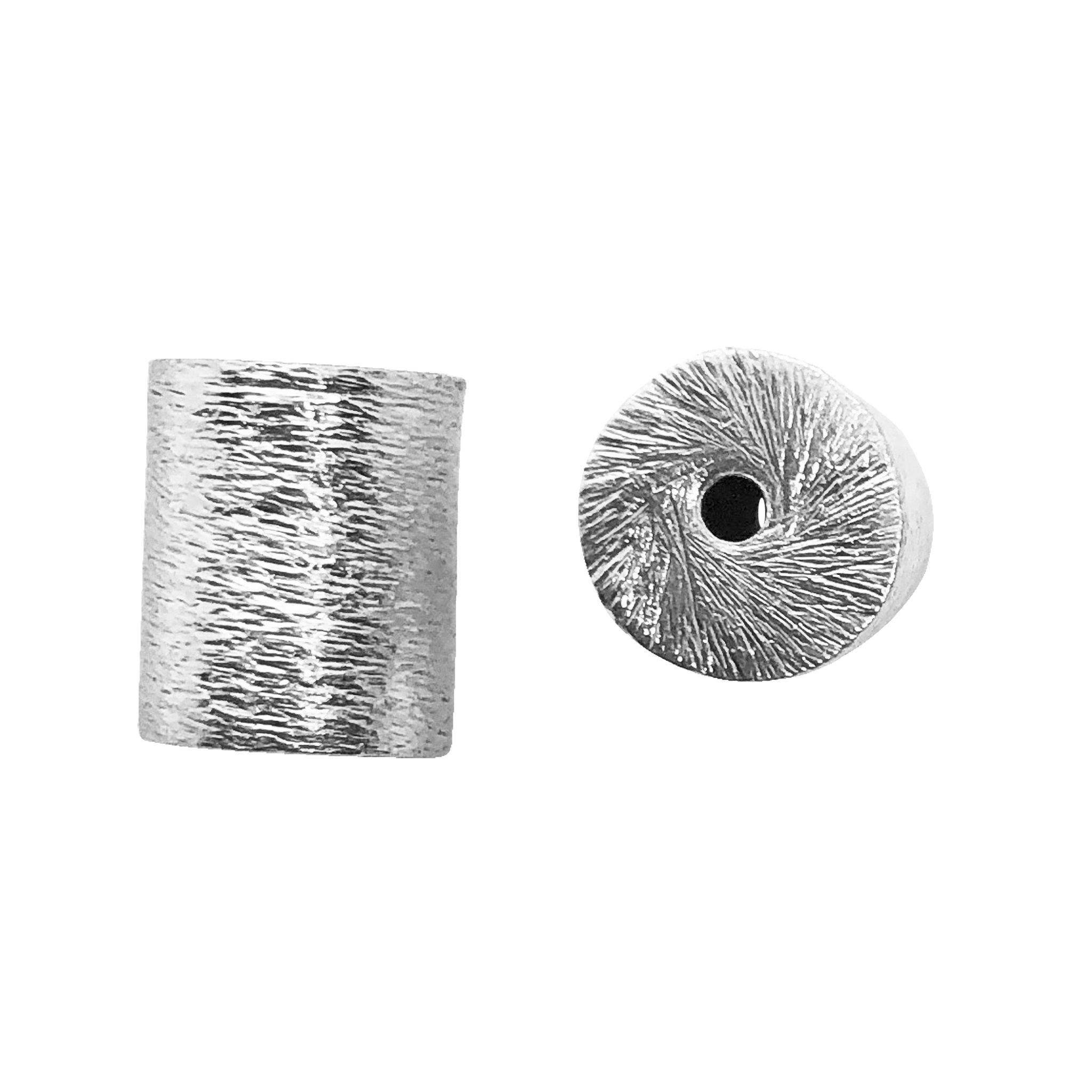Silver overlay over copper textured cylinder bead handcrafted in India