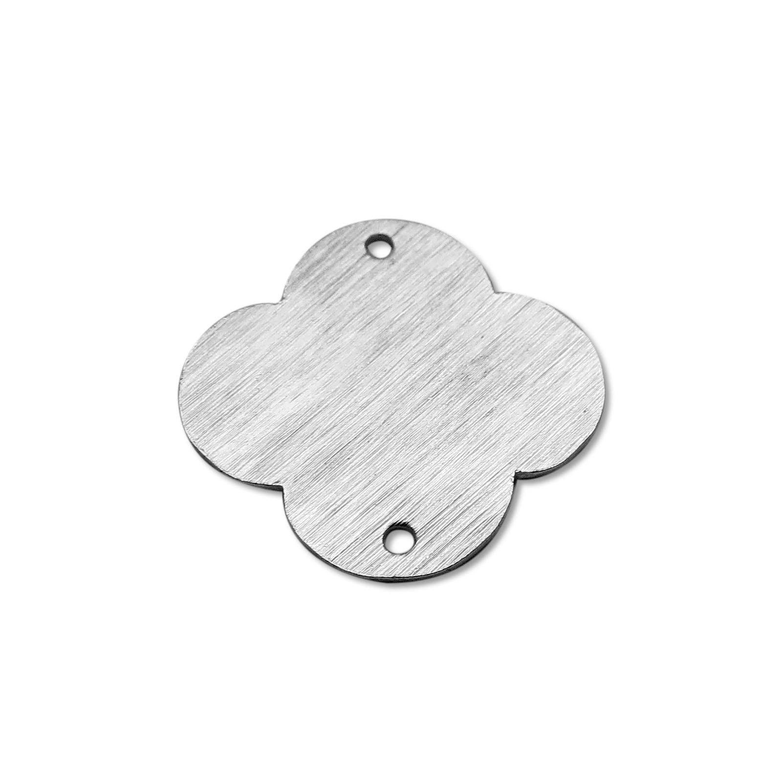 Elegant silver overlay over copper clover charm connector handcrafted in India for jewelry making