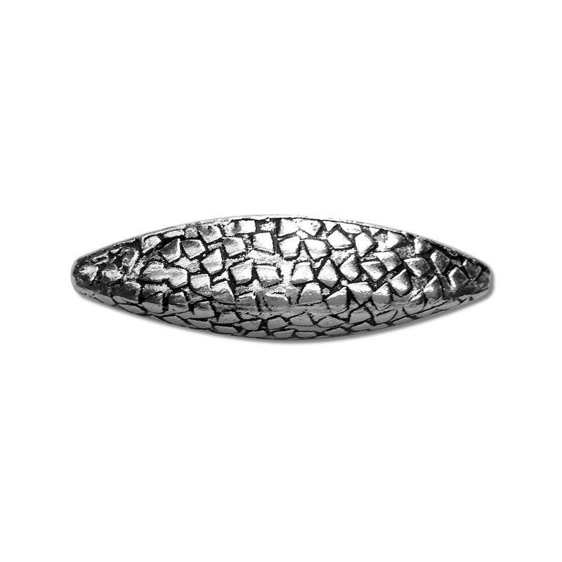 Artisan silver overlay over copper textured oval bead handcrafted in India for jewelry making