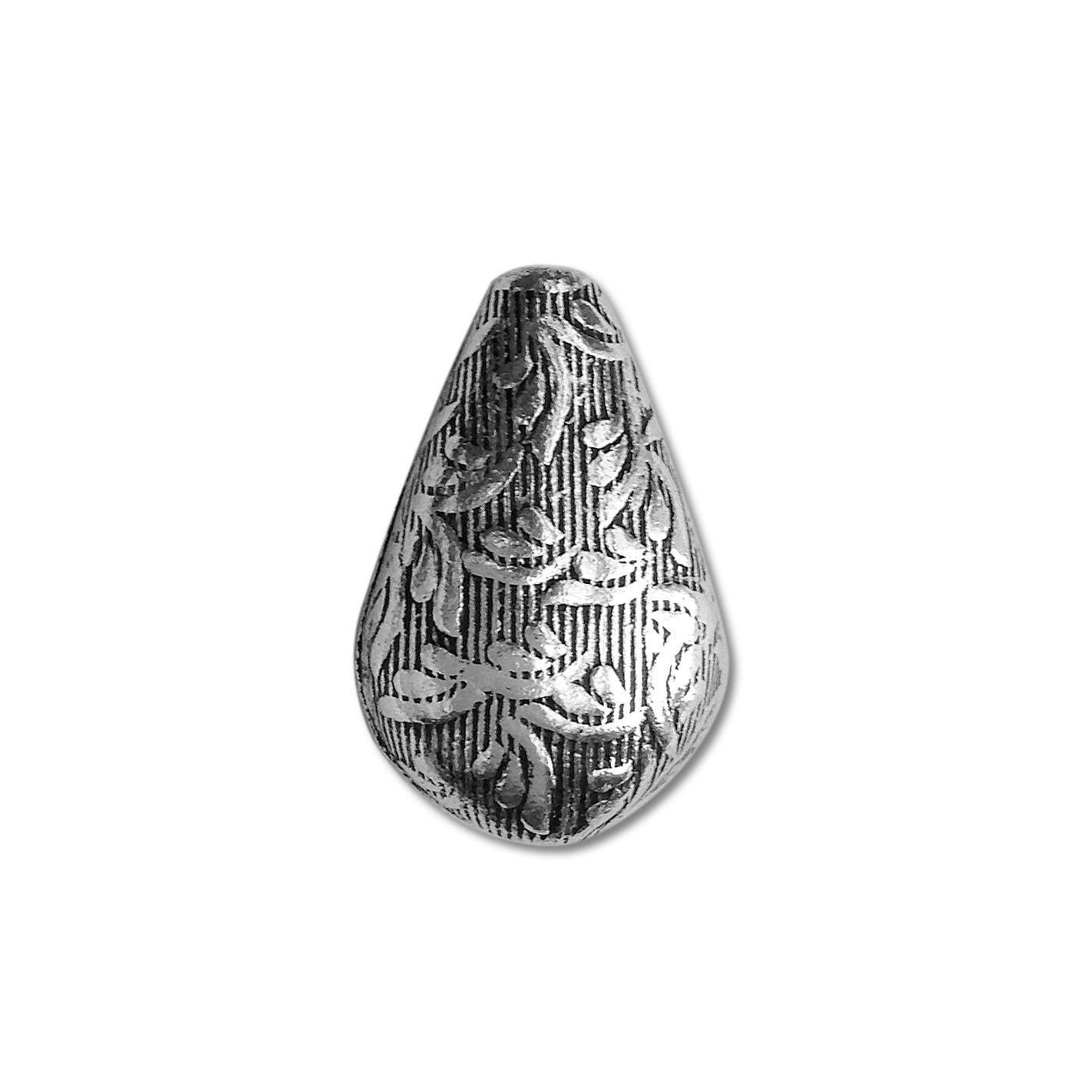 Indian silver overlay engraved cone bead handcrafted in India with oxidized silver finish for jewelry design