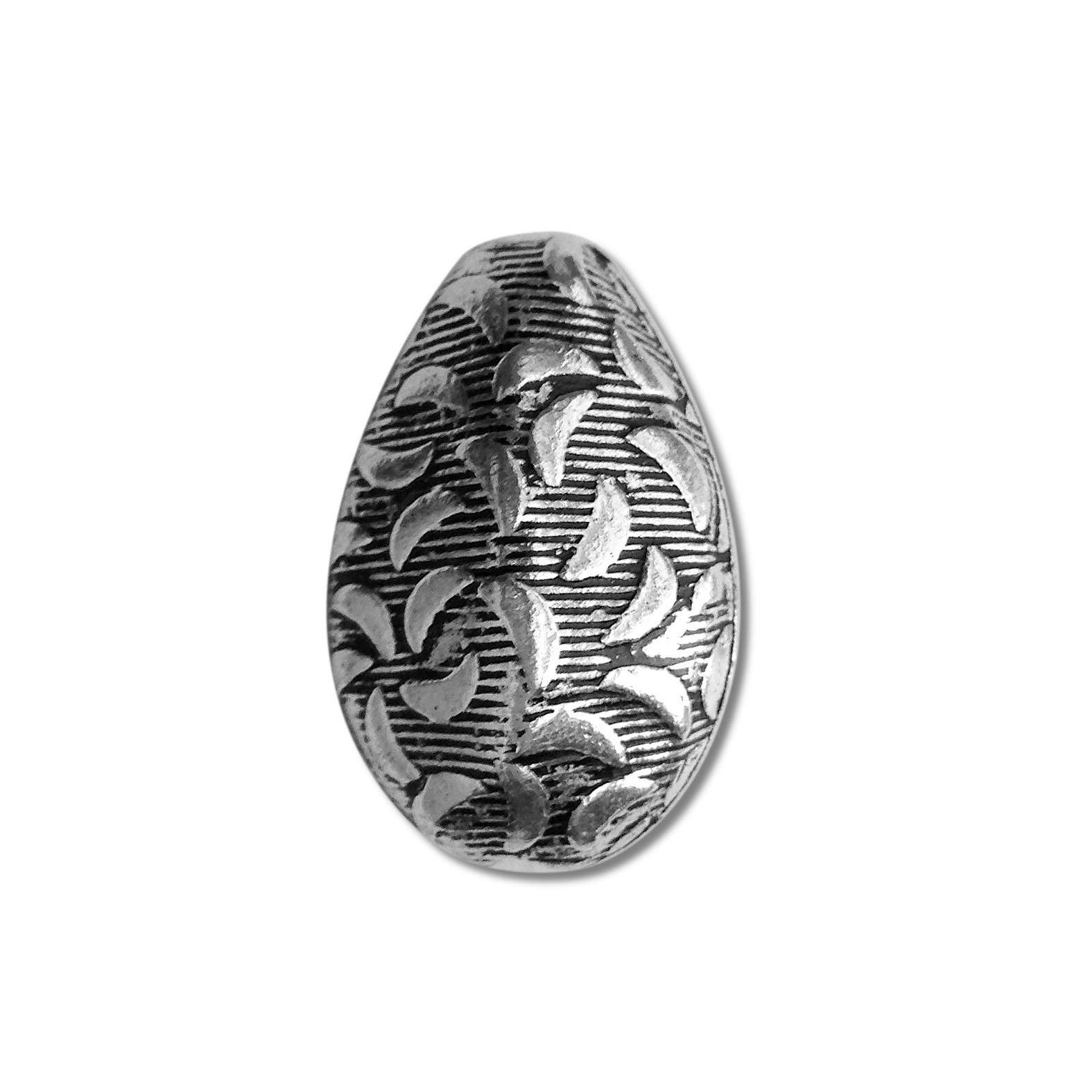 Silver textured teardrop charm handcrafted in India for handmade jewelry designs