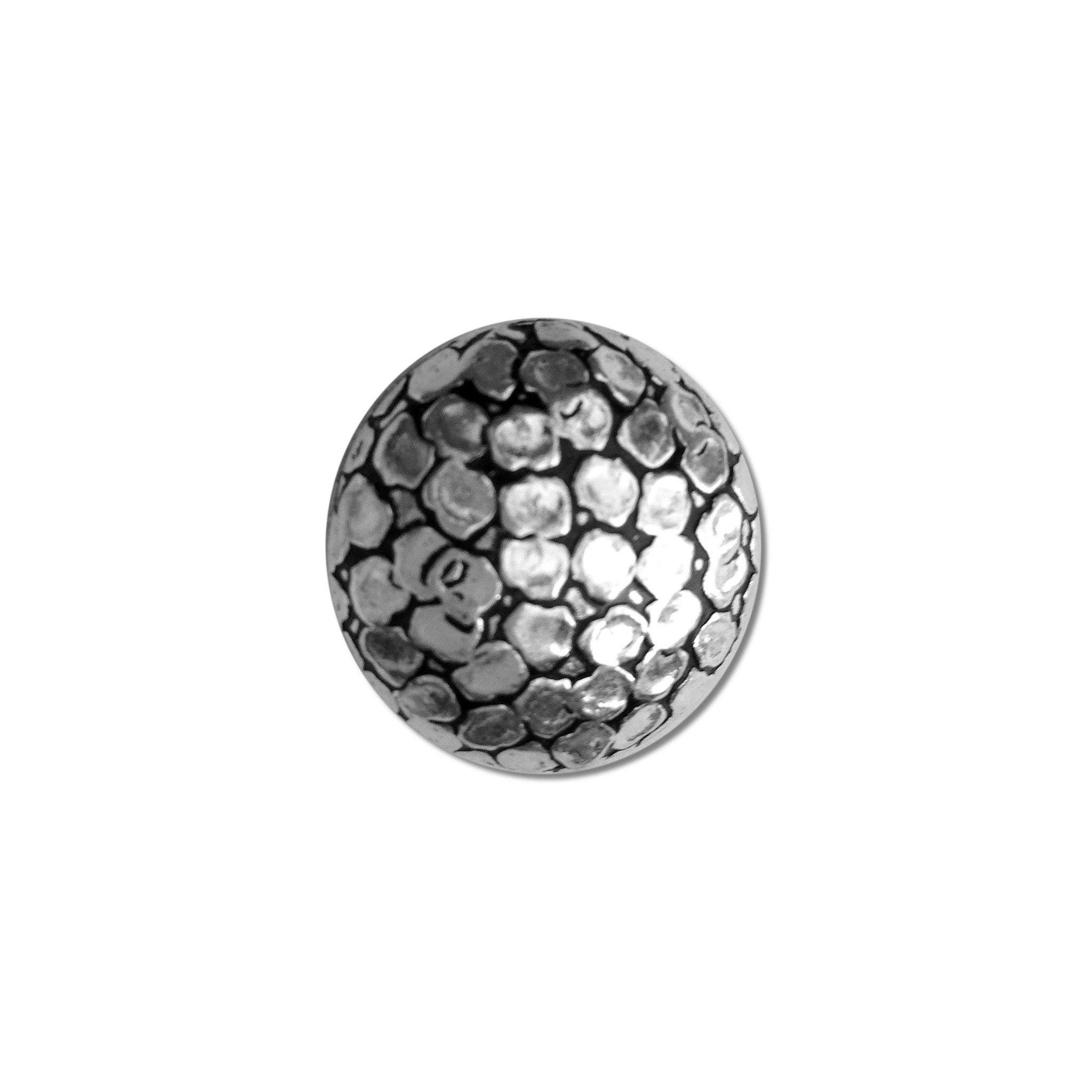 Silver round bead cap from India with hammered textured design, handcrafted using silver overlay over copper.