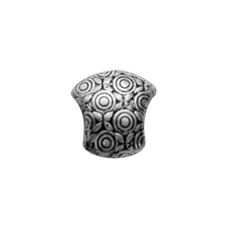 Statement flared silver overlay over copper bead handcrafted in India with concentric engraved design