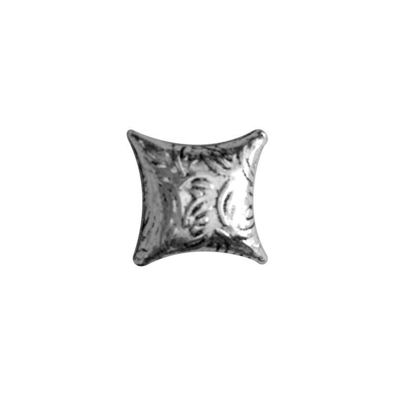 Artisan cushion shape silver overlay over copper bead handcrafted in India with engraved surface texture