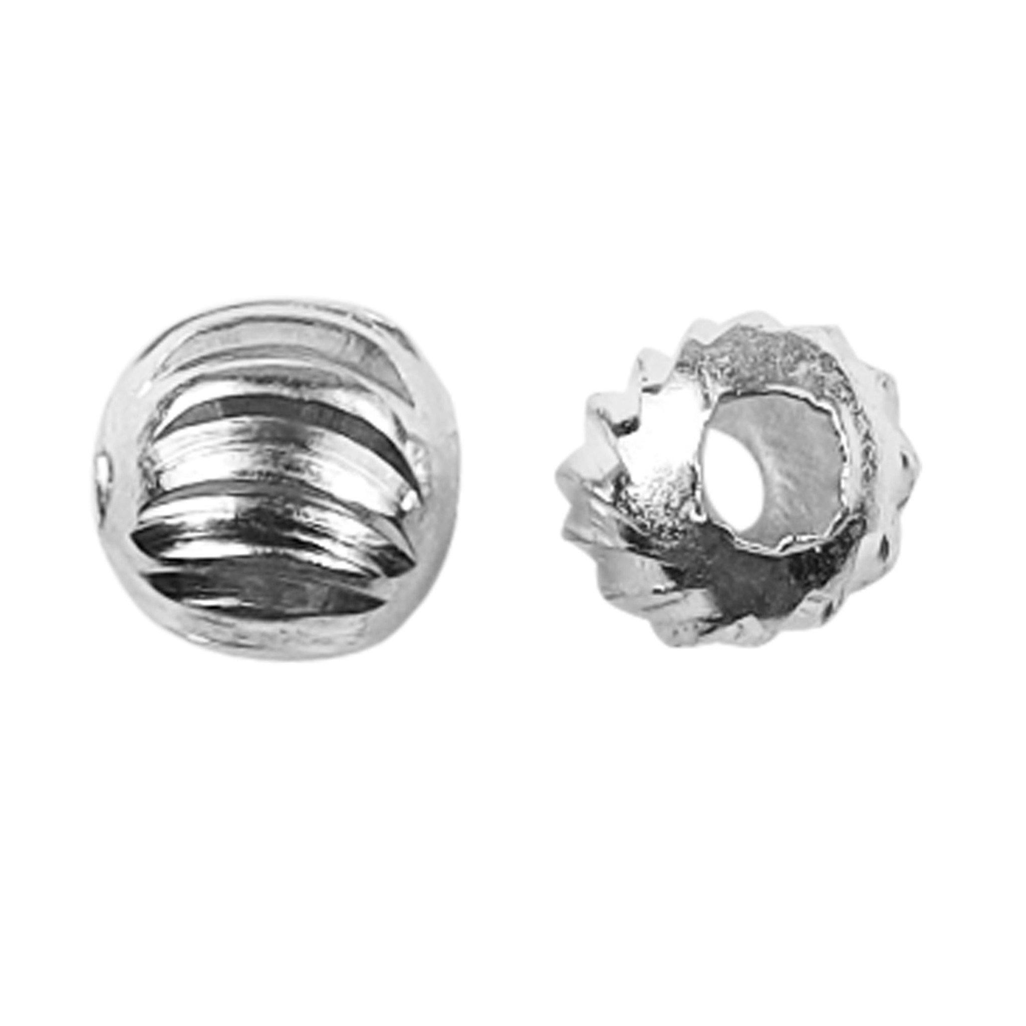 Modern silver overlay over copper handcrafted round bead with spiral groove detail made in India for jewelry making