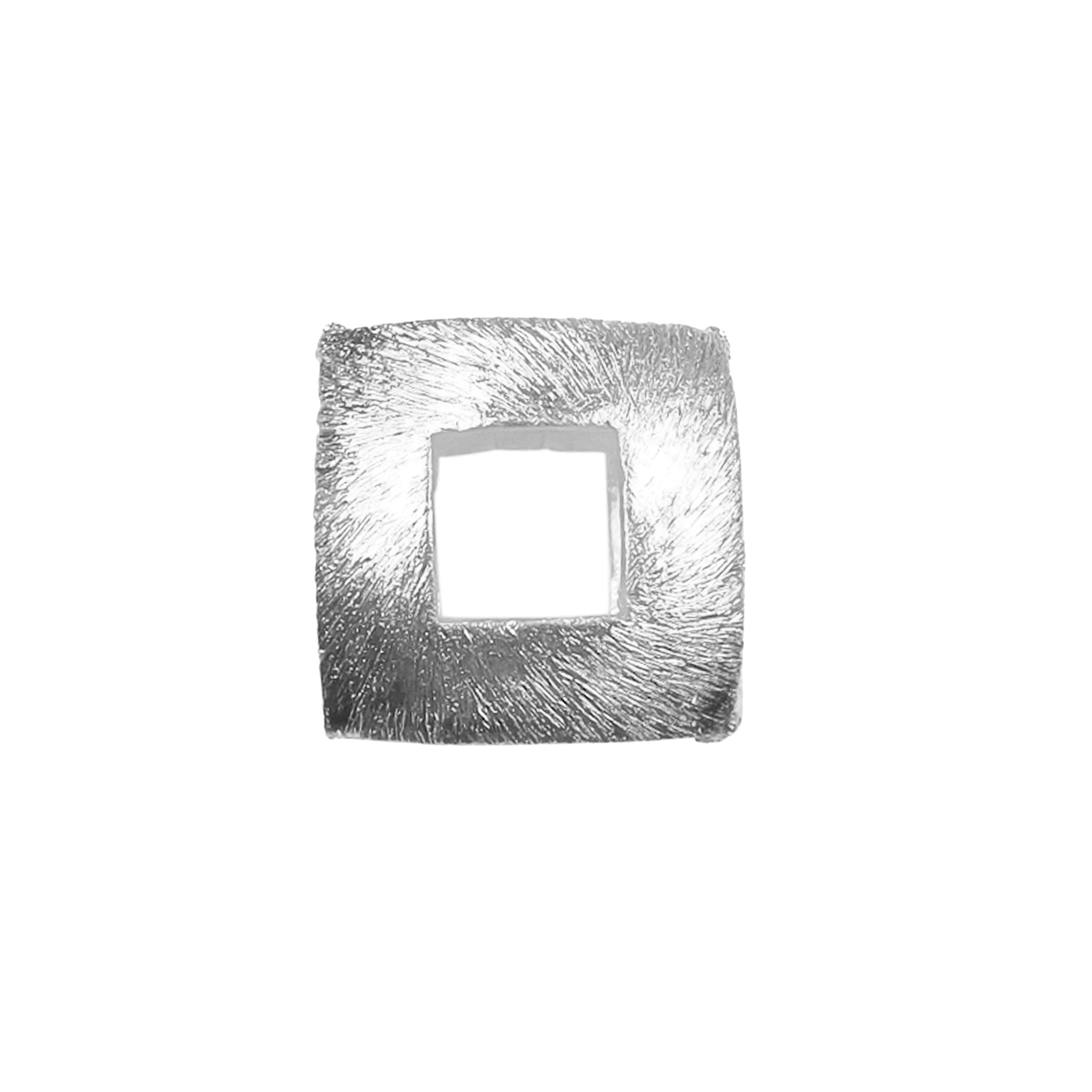 Modern silver overlay over copper handcrafted open square bead with textured finish made in India for jewelry making