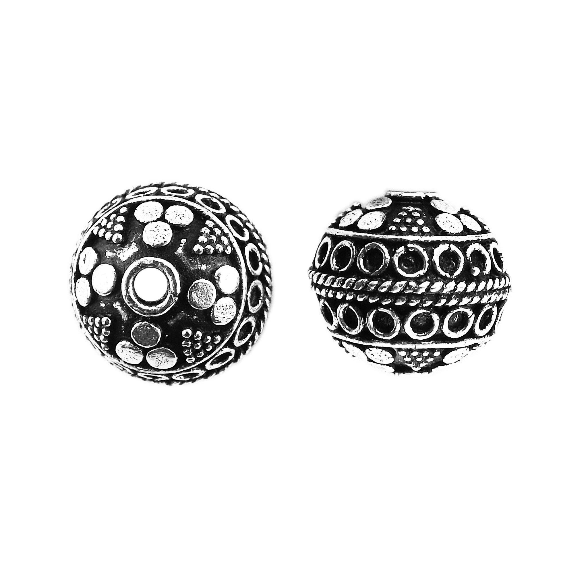 Silver Overlay Over Copper organic pebble bead with textured oxidized finish handcrafted in India for modern jewelry designs